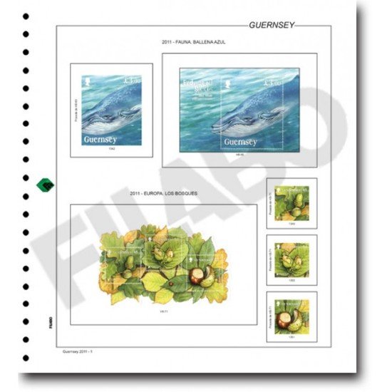Filabo hojas álbum de sellos de Guernsey 2011 montado con protectores Filabo hojas álbum de sellos de Guernsey 2011 montado con protectores