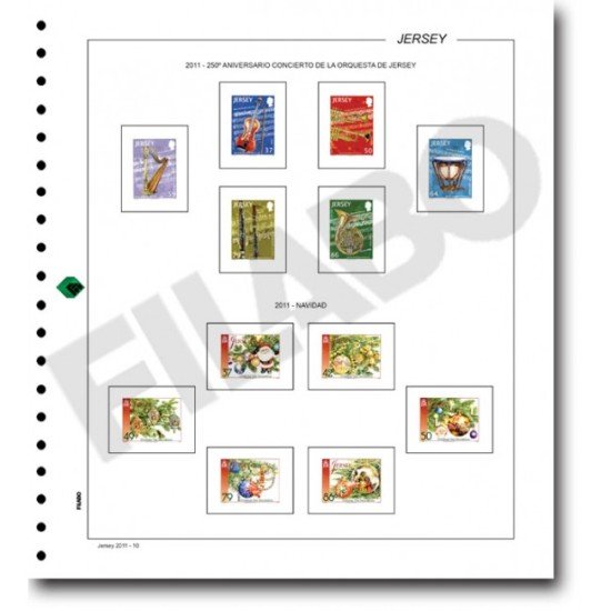 Filabo hojas álbum de sellos de Jersey 1987 registro montado con protectores Filabo hojas álbum de sellos de Jersey 1987 registro montado con protectores