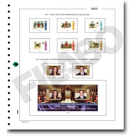 Filabo hojas álbum de sellos de Man 1979 registro montado con protectores Filabo hojas álbum de sellos de Man 1979 registro montado con protectores