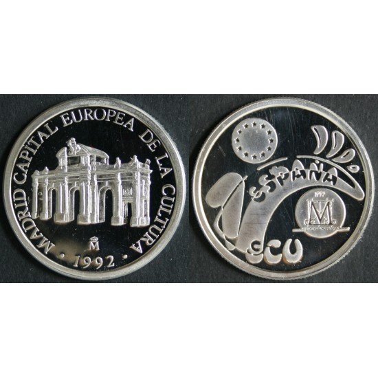 España Spain Monedas Ecu Madrid Capital Europea de la Cultura 1992 1 ecu plata España Spain Monedas Ecu Madrid Capital Europea de la Cultura 1992 1 ecu plata