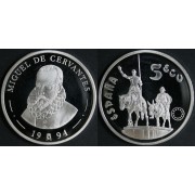 España Spain Monedas Cervantes 1994 5 ecus plata