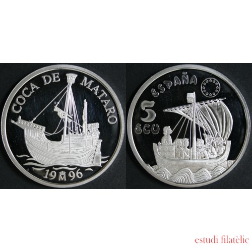 España Spain Monedas Marina Española. España 1996 Coca de Mataró 5 ecus plata