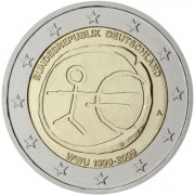 Alemania 2009 2 € euros conmemorativos X Aniv. de EMU Unión Económica y Monetaria UEM  ( 5 monedas )