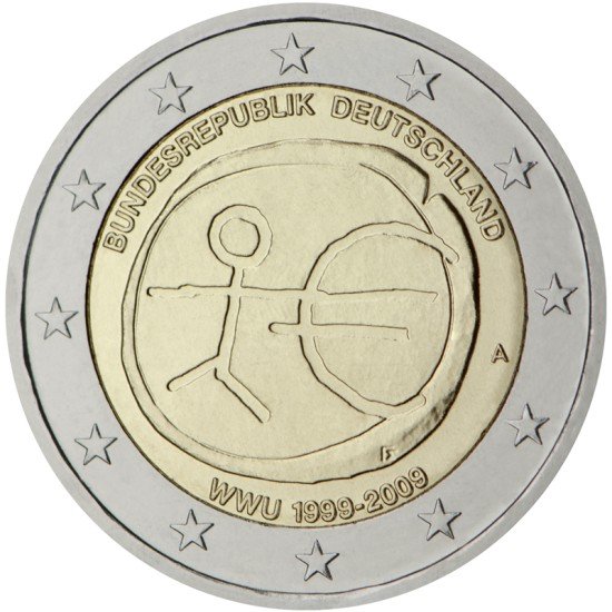 Alemania 2009 2 € euros conmemorativos X Aniv. de EMU Unión Económica y Monetaria UEM ( 5 monedas ) Alemania 2009 2 € euros conmemorativos X Aniv. de EMU Unión Económica y Monetaria UEM ( 5 monedas )