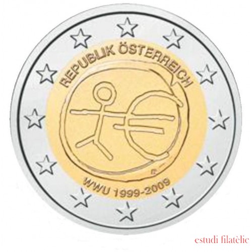 Austria 2009 2 € euros conmemorativos X Aniv. de EMU Unión Económica y Monetaria UEM