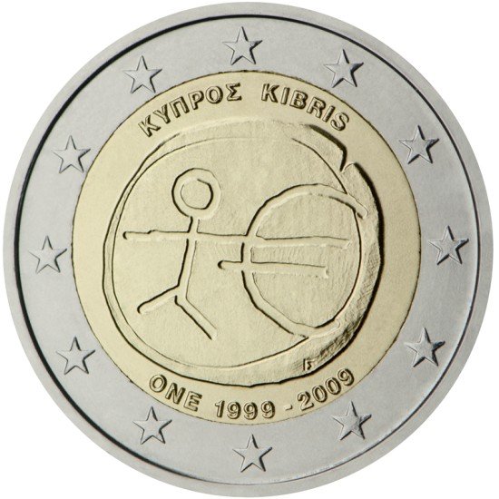 Chipre 2009 2 € euros conmemorativos X Aniv. de EMU Unión Económica y Monetaria UEM Chipre 2009 2 € euros conmemorativos X Aniv. de EMU Unión Económica y Monetaria UEM