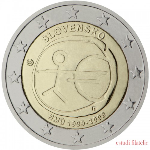 Eslovaquia  2009 2 € euros conmemorativos X Aniv. de EMU Unión Económica y Monetaria UEM