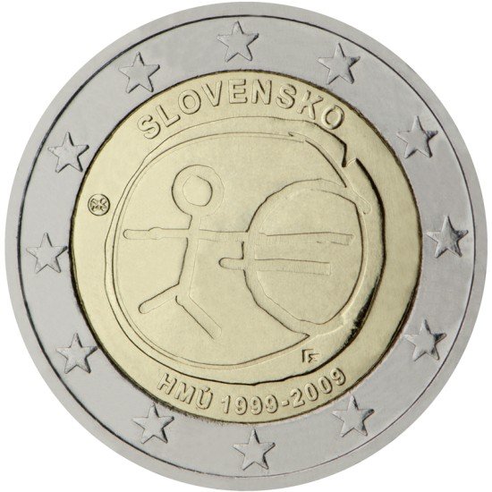 Eslovaquia 2009 2 € euros conmemorativos X Aniv. de EMU Unión Económica y Monetaria UEM Eslovaquia 2009 2 € euros conmemorativos X Aniv. de EMU Unión Económica y Monetaria UEM