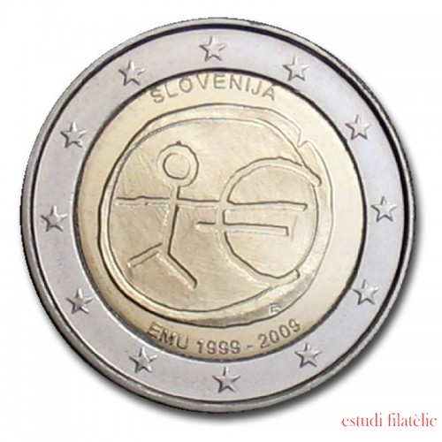 Eslovenia  2009 2 € euros conmemorativos X Aniv. de EMU Unión Económica y Monetaria UEM