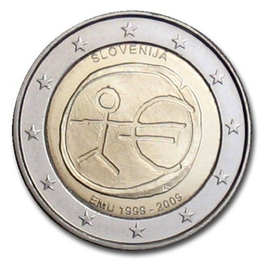 Eslovenia 2009 2 € euros conmemorativos X Aniv. de EMU Unión Económica y Monetaria UEM Eslovenia 2009 2 € euros conmemorativos X Aniv. de EMU Unión Económica y Monetaria UEM