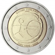 Finlandia  2009 2 € euros conmemorativos X Aniv. de EMU Unión Económica y Monetaria UEM