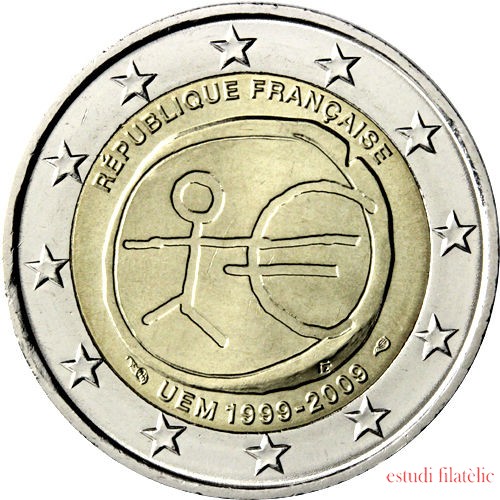 Francia 2009 2 € euros conmemorativos X Aniv. de EMU Unión Económica y Monetaria UEM