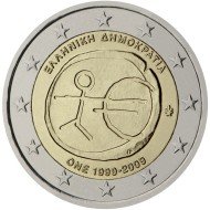 Grecia  2009 2 € euros conmemorativos X Av EMU Unión Económica Monetaria