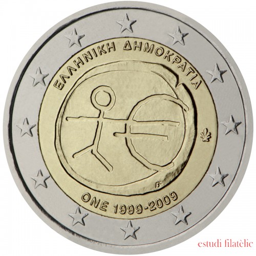 Grecia  2009 2 € euros conmemorativos X Av EMU Unión Económica Monetaria 