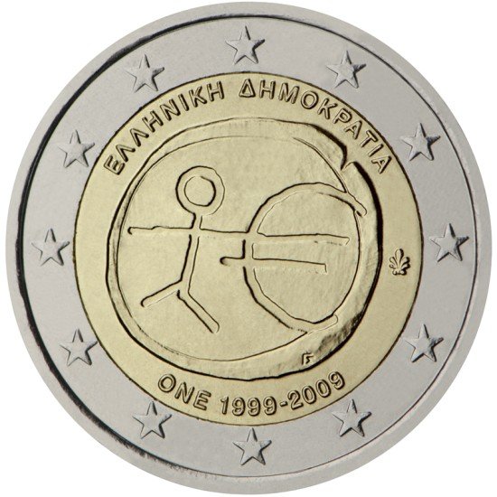 Grecia 2009 2 € euros conmemorativos X Av EMU Unión Económica Monetaria Grecia 2009 2 € euros conmemorativos X Av EMU Unión Económica Monetaria