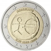 Holanda  2009 2 € euros conmemorativos X Aniv. de EMU Unión Económica y Monetaria UEM
