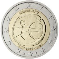 Holanda  2009 2 € euros conmemorativos X Aniv. de EMU Unión Económica y Monetaria UEM
