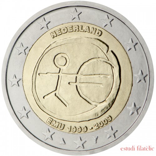 Holanda  2009 2 € euros conmemorativos X Aniv. de EMU Unión Económica y Monetaria UEM
