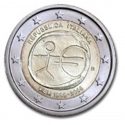 Italia 2009 2 € euros conmemorativos X Aniv. de EMU Unión Económica y Monetaria UEM