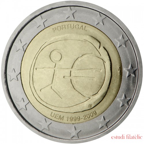 Portugal 2009 2 € euros conmemorativos X Aniv. de EMU Unión Económica y Monetaria UEM