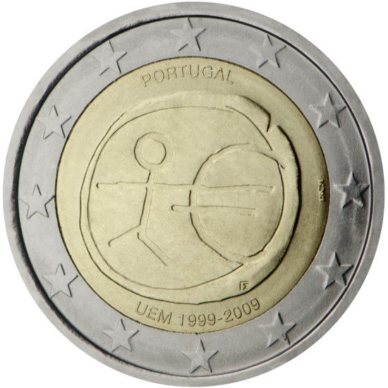 Portugal 2009 2 € euros conmemorativos X Aniv. de EMU Unión Económica y Monetaria UEM Portugal 2009 2 € euros conmemorativos X Aniv. de EMU Unión Económica y Monetaria UEM