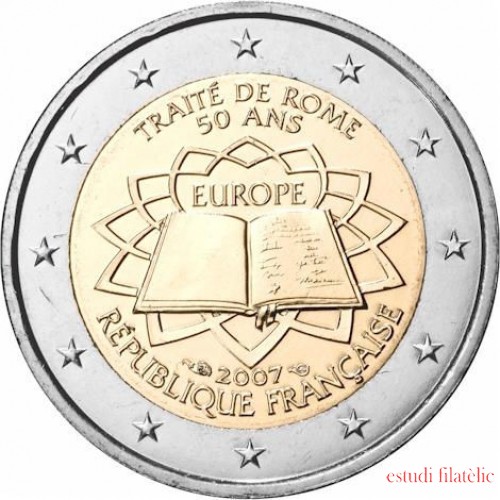 Francia 2007 2 € euros conmemorativos 50º Aniversario Tratado de Roma