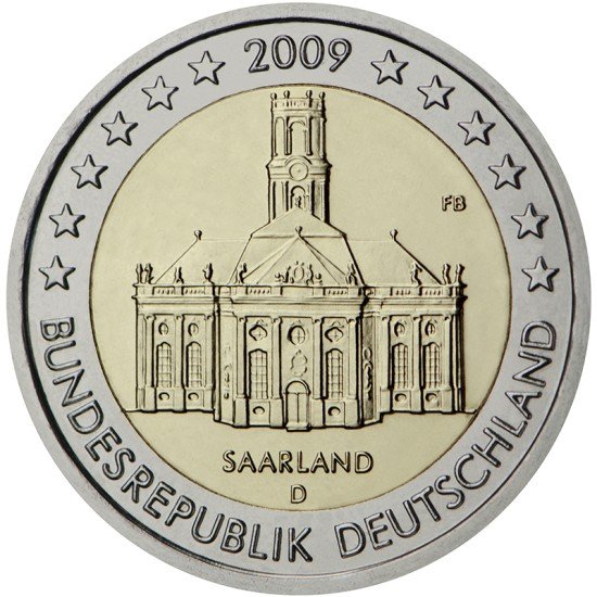 Alemania 2009 2 € euros conmemorativos Saarland ( 5 monedas ) Alemania 2009 2 € euros conmemorativos Saarland ( 5 monedas )