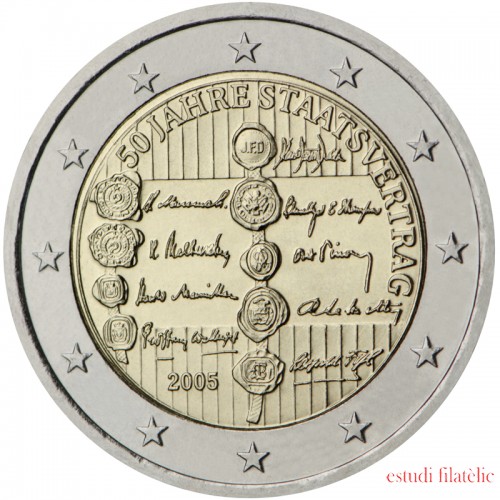 Austria 2005 2 € euros conmemorativos 50º aniversario Tratado del Estado de Austria 