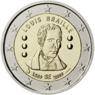 Bélgica 2009 2 € euros conmemorativos Segundo centenario del nacimiento de Louis Braille