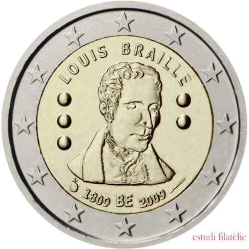Bélgica 2009 2 € euros conmemorativos Segundo centenario del nacimiento de Louis Braille
