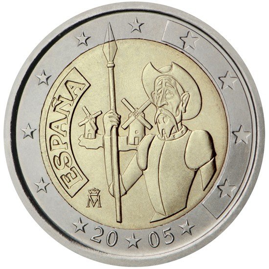 España 2005 2 € euros conmemorativos IV Cent. Quijote Cervantes España 2005 2 € euros conmemorativos IV Cent. Quijote Cervantes