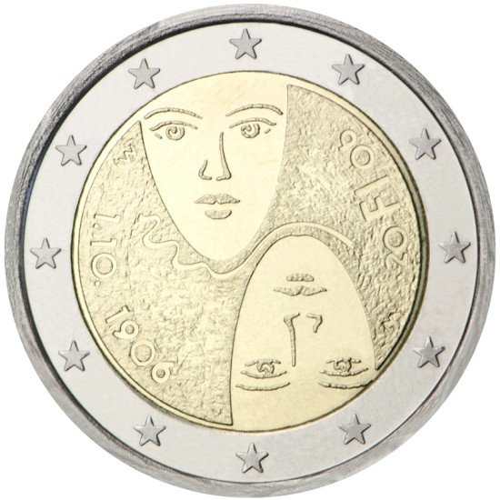 Finlandia 2006 2 € euros conmemorativos Cent. Sufragio Universal Finlandia 2006 2 € euros conmemorativos Cent. Sufragio Universal