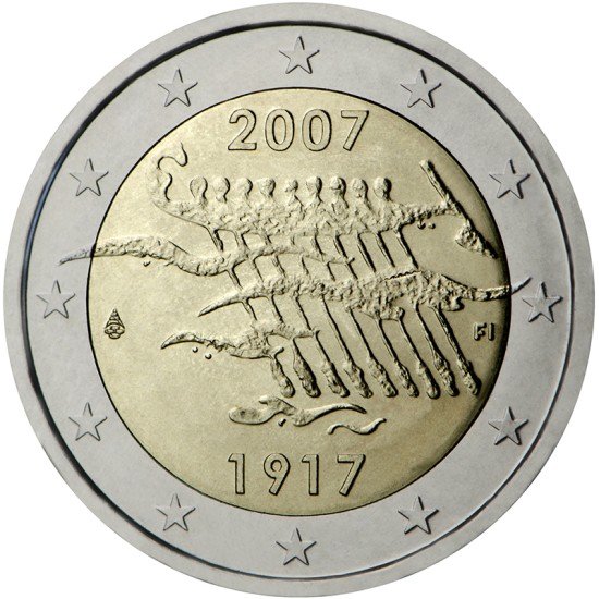 Finlandia 2007 2 € euros conmemorativos Av Independencia Finlandia 2007 2 € euros conmemorativos Av Independencia