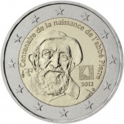 Francia 2012 2 € euros conmemorativos Centenario del nacimiento del abad Pierre