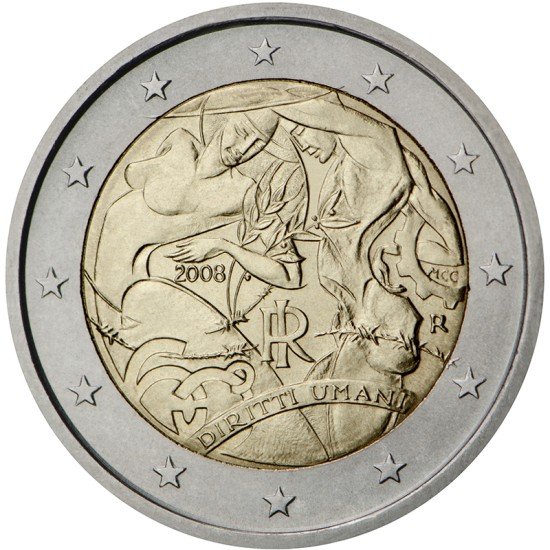 Italia 2008 2 € euros conmemorativos 60º Av Declaración Derechos Humanos Italia 2008 2 € euros conmemorativos 60º Av Declaración Derechos Humanos