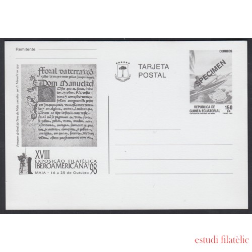 Guinea Ecuatorial Entero Postal 4 Specimen 1998 Expo. Iberoamericana