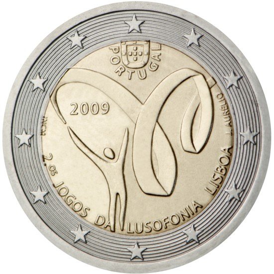Portugal 2009 2 € euros conmemorativos Segundos Juegos de la Lusofonía