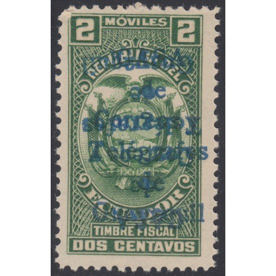 Ecuador 302a 1934 fiscales Variedad Variety doble sobrecarga invertida Ecuador 302a 1934 fiscales Variedad Variety doble sobrecarga invertida
