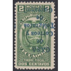 Ecuador 302b 1934 fiscales Variedad Variety sobrecarga invertida Ecuador 302b 1934 fiscales Variedad Variety sobrecarga invertida