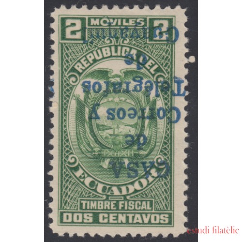 Ecuador 302b 1934 fiscales Variedad Variety sobrecarga invertida