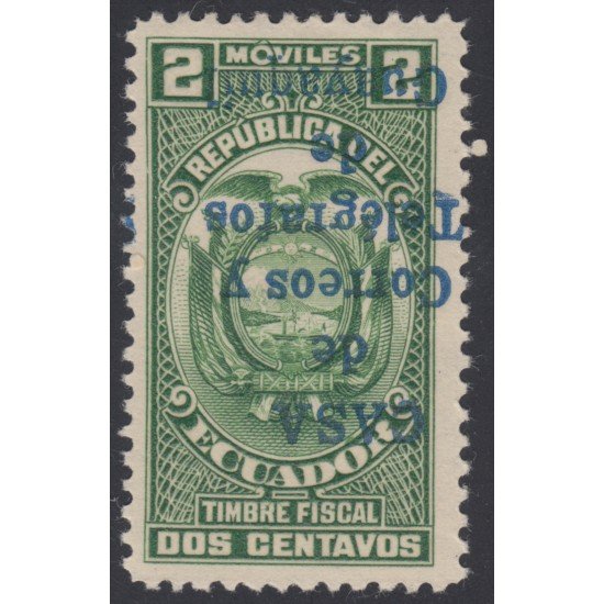 Ecuador 302b 1934 fiscales Variedad Variety sobrecarga invertida Ecuador 302b 1934 fiscales Variedad Variety sobrecarga invertida