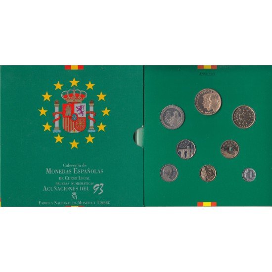 España Spain Cartera Oficial  Set Pesetas 1993 Juan Carlos I FNMT