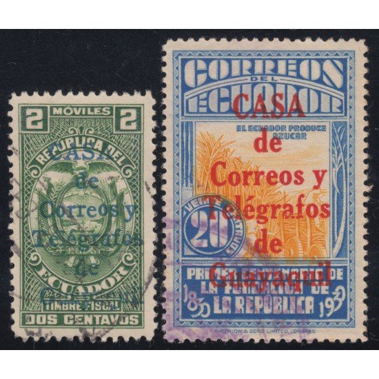 Ecuador 302/03 1934 Fiscales Casa Correos Guayaquil usados Ecuador 302/03 1934 Fiscales Casa Correos Guayaquil usados