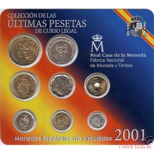 España Spain Cartera Oficial Pesetas 2001 Juan Carlos I FNMT - últimas pesetas -