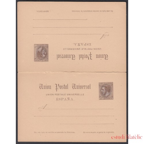 España Spain Entero Postal ( tarjeta postal ) 8 Doble 1884 Alfonso XII 