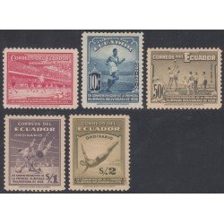 Ecuador 369/73 1939 Victorias Juego Deportivos Sudamericanos Basket swimming MH Ecuador 369/73 1939 Victorias Juego Deportivos Sudamericanos Basket swimming MH