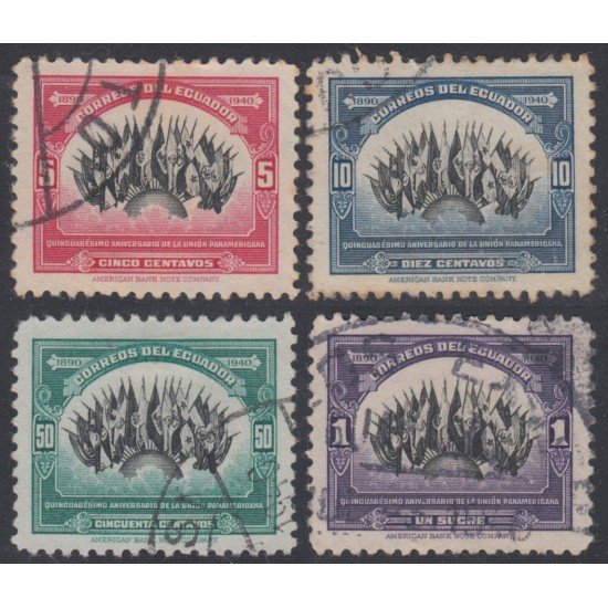 Ecuador 388/91 1940 Unión panamericana Usados Ecuador 388/91 1940 Unión panamericana Usados