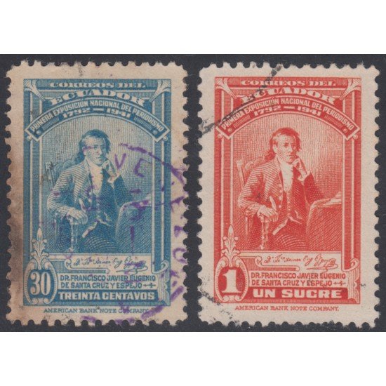 Ecuador 392/93 1941 Exposición de periodismo Santa Cruz y espejo usados Ecuador 392/93 1941 Exposición de periodismo Santa Cruz y espejo usados