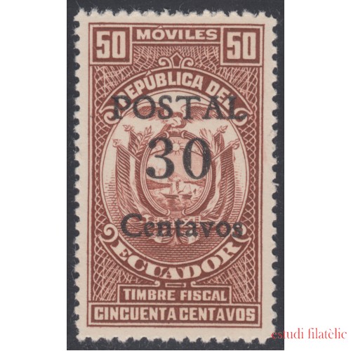 Ecuador 409a  1943 Variedad Variety Fiscal MNH