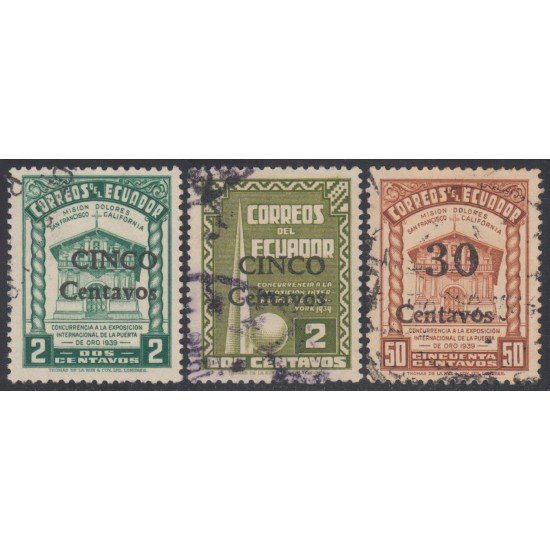 Ecuador 422/24 1944 Serie corriente Usados Ecuador 422/24 1944 Serie corriente Usados
